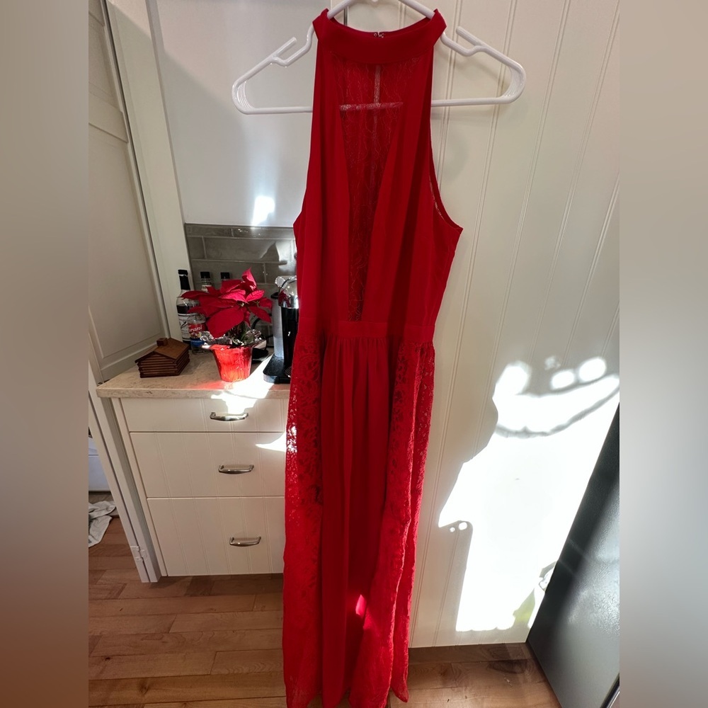 Express Red Lace Maxi Dress